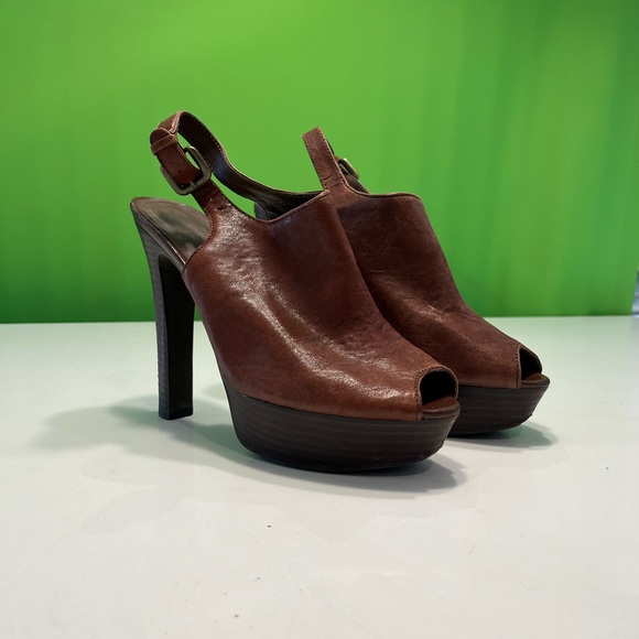 Summer platform open toe leather heels - Picture 4 of 5